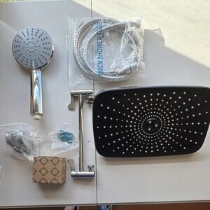 LORDEAR Rainfall Shower System Chrome Adjustable Handheld & Rain Head Hose